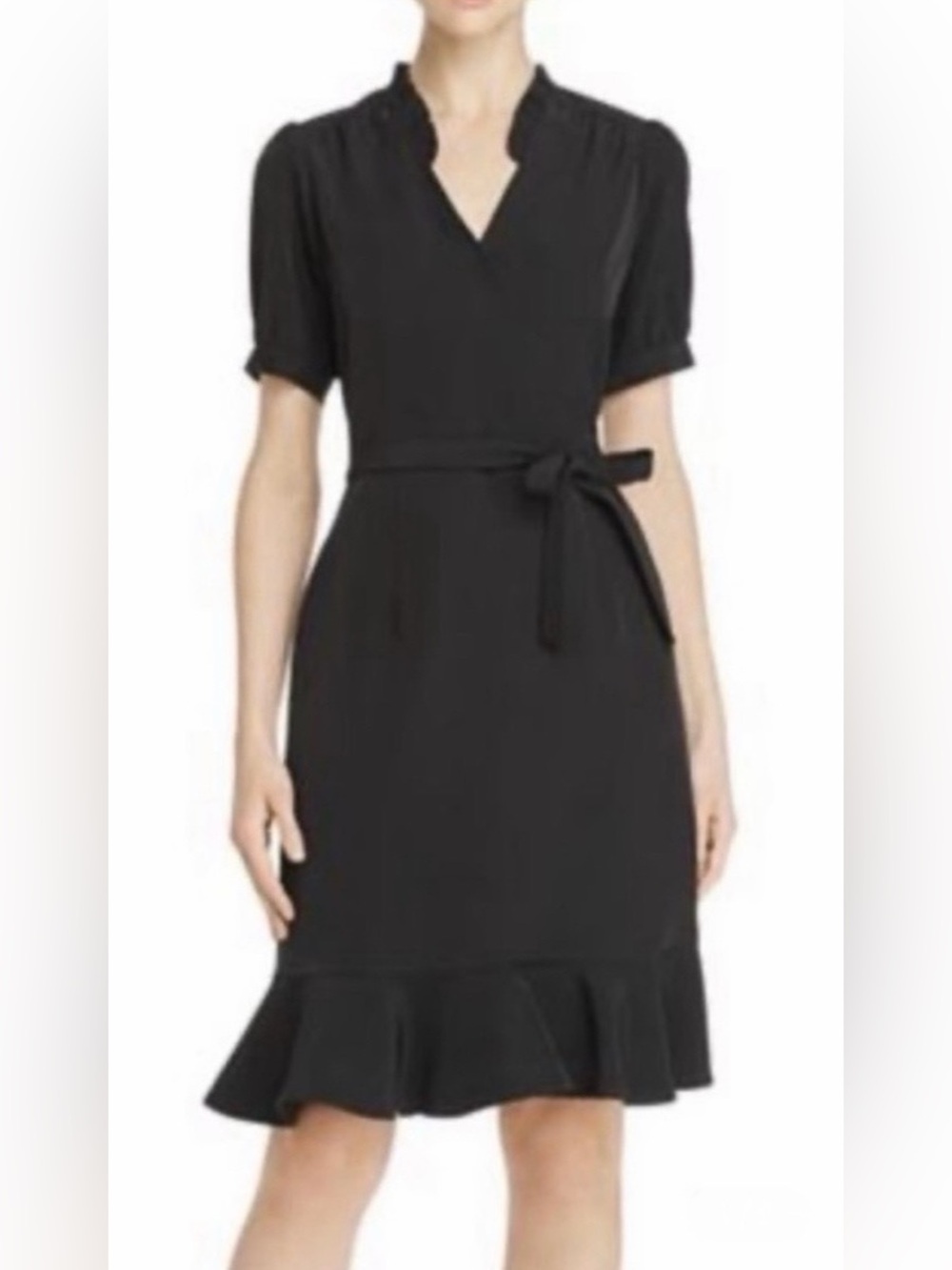 NWT Nanette Lepore Flounced Wrap-style Dress black sz 12